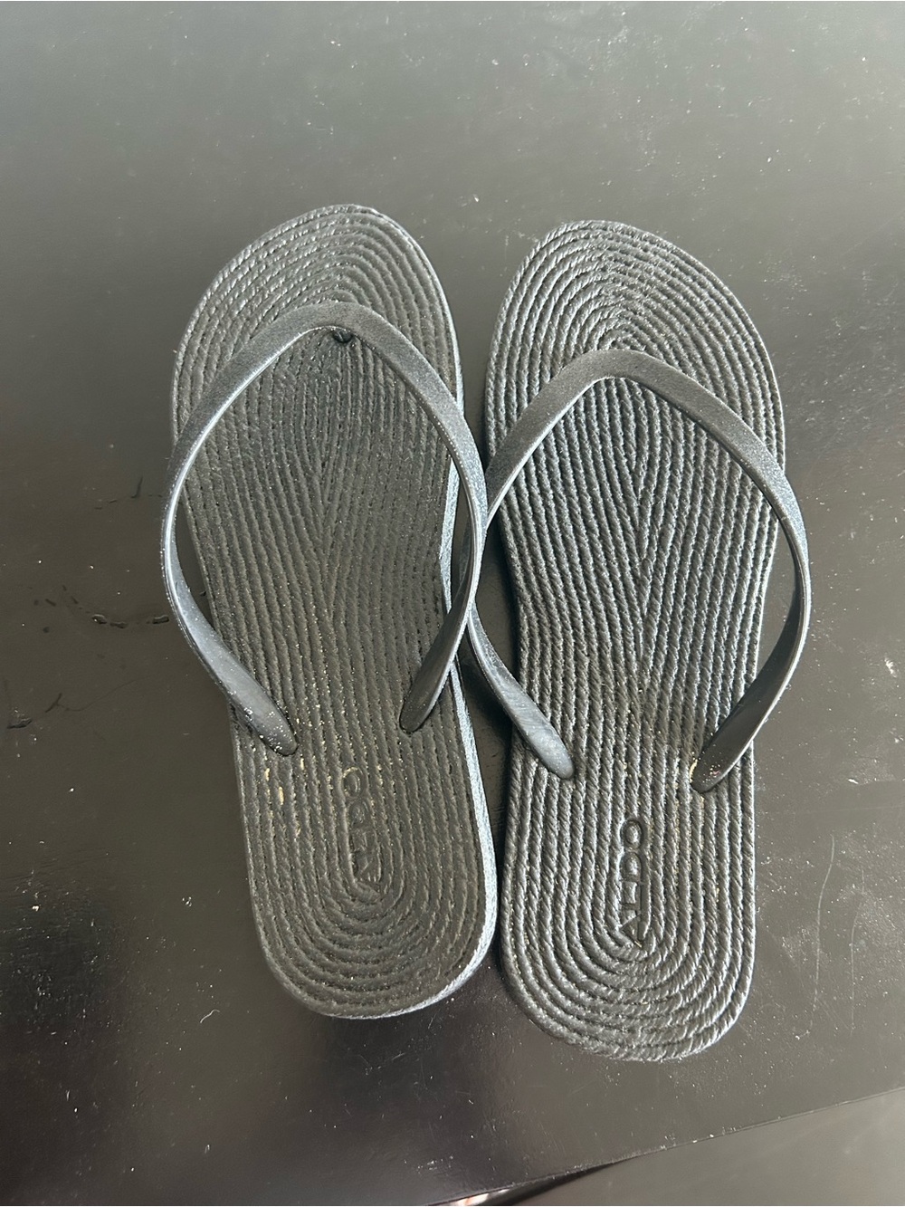 Aldo Black Textured Flip Flop Sandals